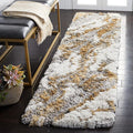 SAFAVIEH Horizon Shag Collection Runner Rug - 2' x 17', Grey & Gold, Modern Abstract Design, Non-Shedding & Easy Care, 2.6-inch Thick Ideal for High Traffic Areas in Living Room, Bedroom (HZN890D)