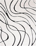 SAFAVIEH Florida Shag Collection Area Rug - 8' x 10', Ivory & Black, Non-Shedding & Easy Care, 1.2-inch Thick Ideal for High Traffic Areas in Living Room, Bedroom (SG471-1290)