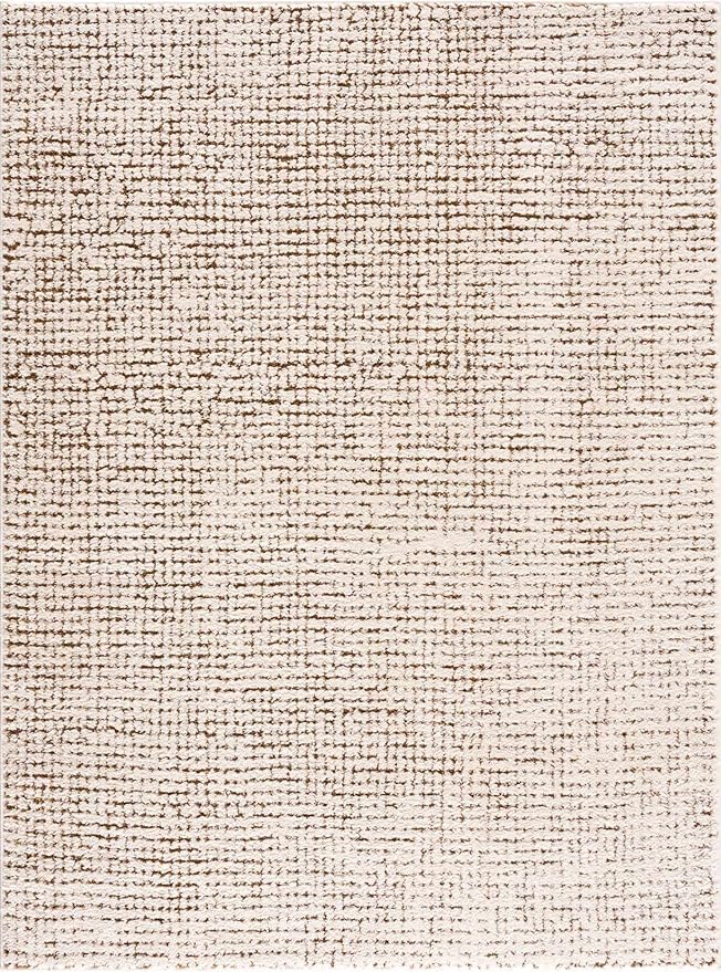 Hauteloom Keita Contemporary Mosaic Runner Rug - High Pile Fluffy Soft Shag Carpet for Hallway, Kitchen - Cream, Brown - 2'8" x 7'3" Runner