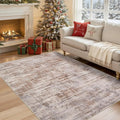 Area Rug for Living Room: 4x6 Washable Neutral Abstract Modern Soft Rugs Non Slip Indoor Floor Stain Resistant Carpet for Bedroom Dining Room Office Nursery - Red Brown