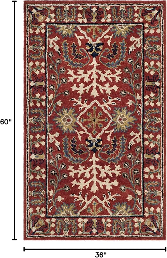 SAFAVIEH Antiquity Collection 3' x 5' Red / Multi AT64A Handmade Traditional Oriental Premium Wool Area Rug