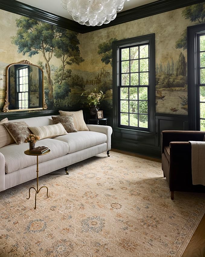 Loloi Chris Loves Julia Palma Collection PLM-11 Natural/Multi 7'-10" x 10' Fringe Area Rug Vintage Style Boho Living Room Bedroom Carpet