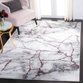 SAFAVIEH Craft Collection Area Rug - 4' Square, Grey & Wine, Modern Abstract Design, Non-Shedding & Easy Care, Ideal for High Traffic Areas in Living Room, Bedroom (CFT877S)