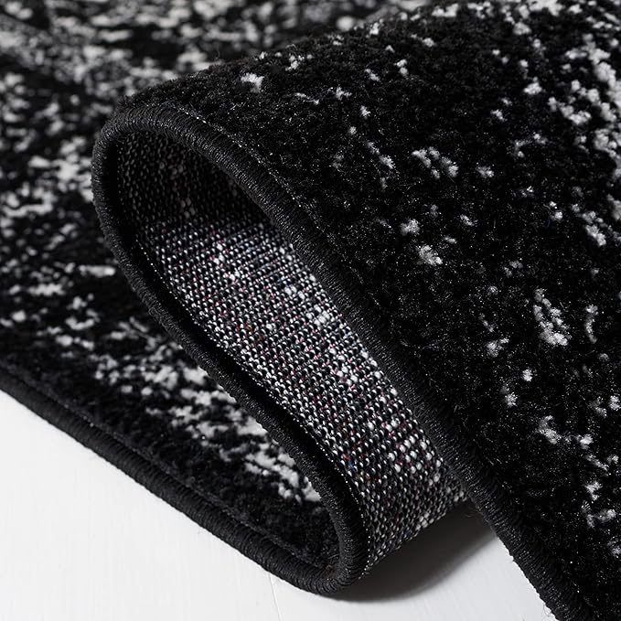 SAFAVIEH Adirondack Collection Area Rug - 6' Round, Black & Ivory, Distressed Vintage Floral Design, Non-Shedding & Easy to Clean, Ideal for Living Room, Bedroom, Dining Space (ADR109Z)