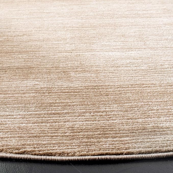 SAFAVIEH Vision Collection Area Rug - 8' Round, Light Brown, Modern Ombre Design, Non-Shedding & Easy to Clean, Ideal for Living Room, Bedroom, Dining Space (VSN606C)