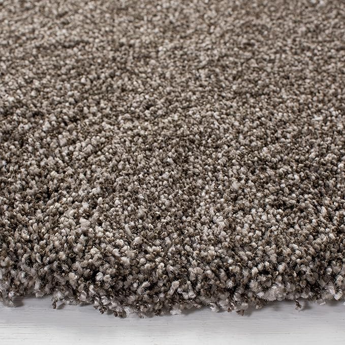 SAFAVIEH Milan Shag Collection 8' Round Grey SG180 Solid Non-Shedding Living Room Bedroom Dining Room Entryway Plush 2-inch Thick Area Rug