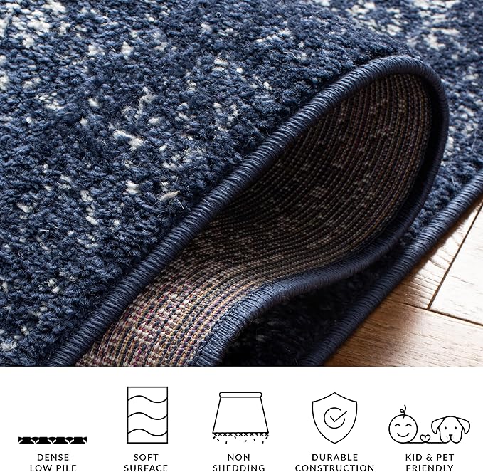 SAFAVIEH Adirondack Collection Runner Rug - 2'6" x 14', Navy & Ivory, Distressed Vintage Floral Design, Non-Shedding & Easy to Clean, Ideal for Hallway, Foyer, Entryway, Bedroom (ADR109N)