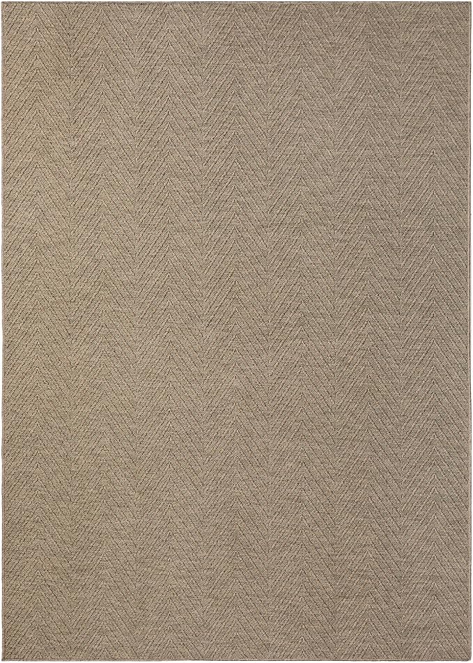 TOWN & COUNTRY BASICS Pax Herringbone Textured Solid Everwash® Washable Area Rug, Low Pile, Non-Slip Backing, Easy Clean Pet & Family Friendly Rug, Brown, 7'10"x10'2"