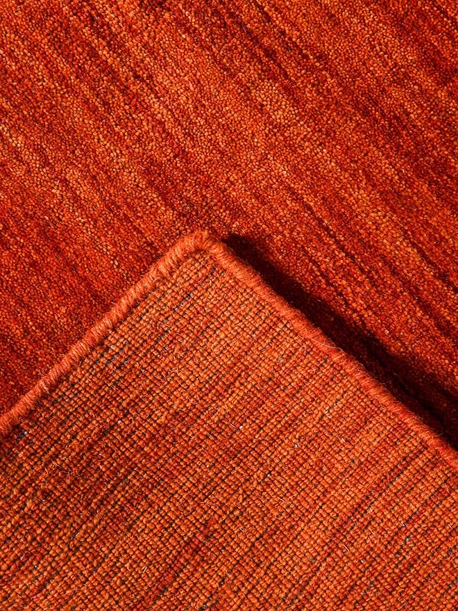 Hand Knotted Loom Wool ECO-Friendly Area Rugs - 9'x12', Rectangle, Light Red Color, Solid Plain Design, High Pile Handmade Anti Skid Area Rugs for Living Room, Bed Room (L00111)