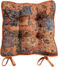 vctops Boho Paisley Chair Cushions with Ties Patchwork Square Soft Cozy Cotton Linen Chair Pads Non Slip Seat Cushions for Indoor Dining Room and Kitchen Chairs (Orange,16"x16")