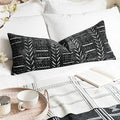 BLISSBLUSH Black Decorative Lumbar Pillow Cover 14X36, Boho Lumbar Throw Pillow For Bed, Long Decorative Pillow Case, Modern Accent Throw Pillow, 14 x 36 Textured Lumbar Pillow Decorative (COVER ONLY)