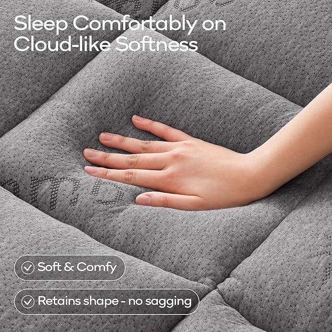 OLANLY Twin Mattress Topper – Viscose Made from Bamboo, Cooling Soft Twin Pillow Top Mattress Pad for Back Pain Relief, Plush Down Alternative Fill Bed Topper with Elastic Deep Pocket, Light Gray