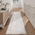 2x8 Grey Runner Rug Hallway Non Slip Kitchen Vintage Distressed Long Carpet Indoor Machine Washable Retro Floral Bedroom Accent Throw Rug for Office Laundry Bathroom Dining Living Room