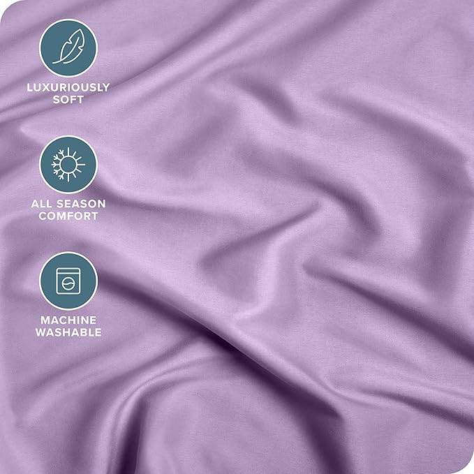 Bare Home Fitted Bottom Sheet Queen Size - Premium 1800 Microfiber - Ultra-Soft Hotel Luxury - Deep Pocket - Durable and Long Lasting - Fitted Sheet (Queen, Lavender)