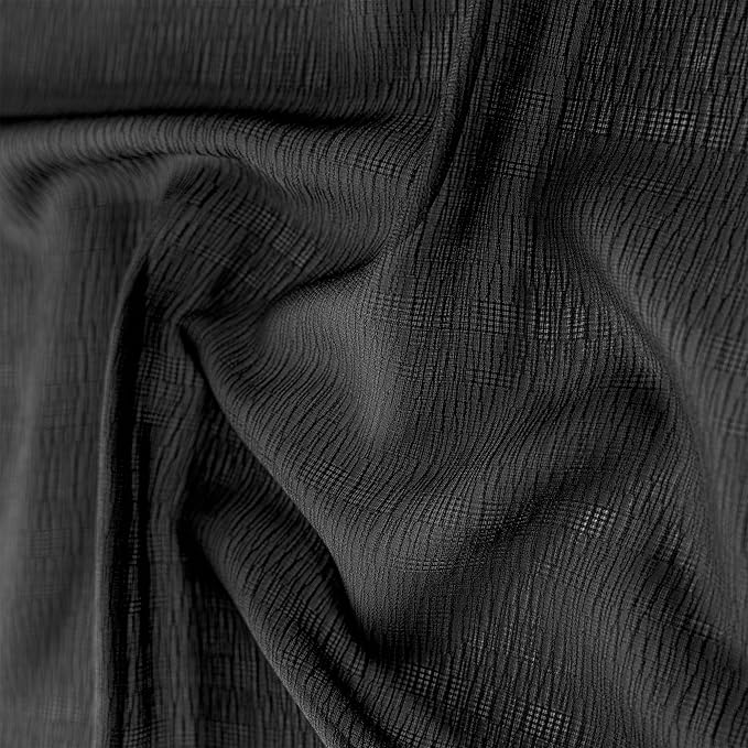 MAIHER Pinch Pleated Curtains 126 Inch Length 10.5 FT Tall Sheer Curtains for Living Room Soft Touch Light Filtering Pleated Drapes with Ajustable Hooks, Black, 42" W x 126" L, 2 Panels