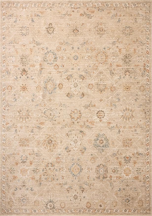 Loloi Chris Loves Julia Palma Collection PLM-11 Natural/Multi 11'-6" x 15'-7" Fringe Area Rug Vintage Style Boho Living Room Bedroom Carpet