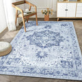 Bloom Rugs Washable Non-Slip 3' x 5' Rug - Gray/Blue Traditional Medallion Area Rug for Living Room, Bedroom, Dining Room, and Kitchen - Exact Size: 3' x 5'