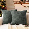 a moment Christmas Dark Green Chenille Throw Pillow Covers 16x16 Inch Pack of 2 Modern Decorative Throw Pillow Covers Farmhouse Cross Covers Home Decor for Sofa Bedroom Living Room