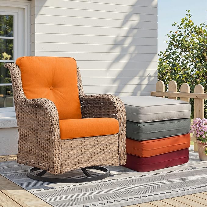 Patio Cushions for Outdoor Furniture - 22" x 25" x 4" UV Resistant Thick Foam Cushions Water Resistant Replacement Cushion for Outdoor Patio Furniture Chair/Sofa/Couch | Orange | 5-Pack |
