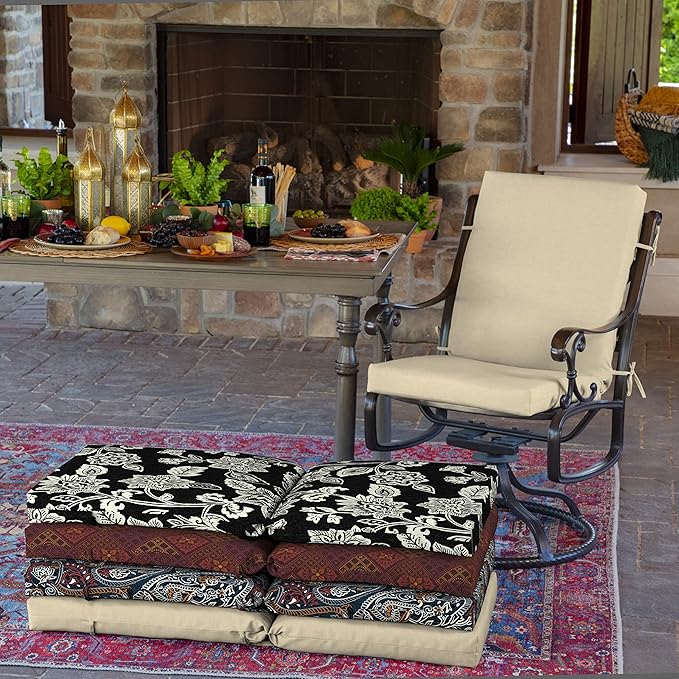 Arden Outdoor Midback Chair Cushion, 18 x 16.5, Tan Leala