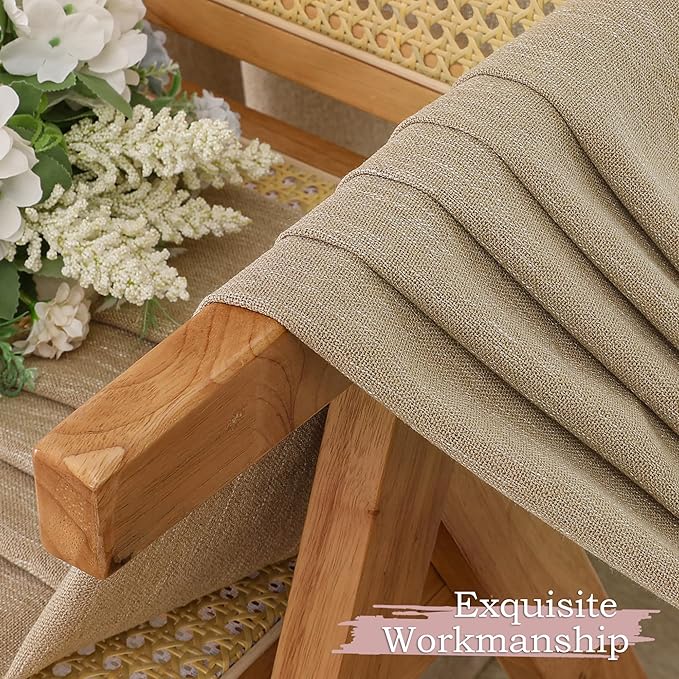 Simplebrand Taupe Faux Linen Textured Semi Sheer Curtains 96 Inches Long 2 Panels Set, Light Filtering Soft Thick Farmhouse Curtains Window Treatment for Bedroom/Living Room/Dining Room, 50 x 96 Inch