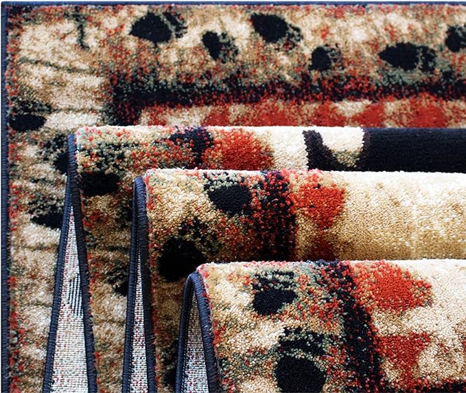 Masada Rugs, Cabin Lodge Area Rug Bear and Cub Scene (2 Feet 8 Inch X 10 Feet) Runner