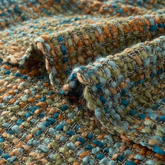 Multi-Color Gold Green Cable Knitted Throw Blanket for Couch,50"X60" Boho Style Textured Blankets for Home Decor,Super Soft Warm Cozy Chunky Knit Blanket with Decorative Tassels for Bed