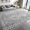 Area Rugs 6x9 Washable Rug, Non-Slip Rugs for Living Room, Low Pile Bordered Rugs Alfombras, Large Print Rubber Backing Indoor Carpet for Home Decor Bedroom Nursery Dining Room, Light Grey