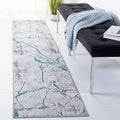 SAFAVIEH Amelia Collection Runner Rug - 2' x 8', Grey & Aqua, Modern Abstract Design, Non-Shedding & Easy Care, Ideal for High Traffic Areas in Living Room, Bedroom (ALA293H)
