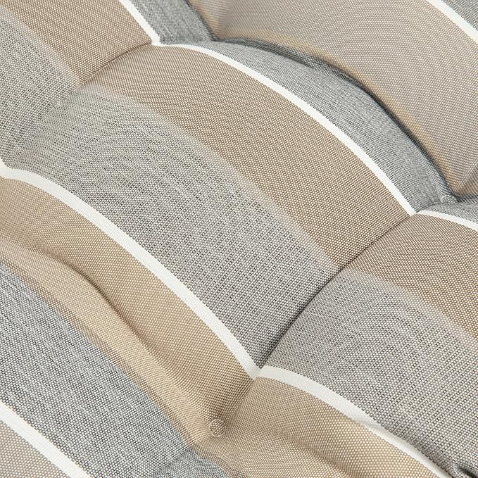 FUNHOME Outdoor Chair Cushions 19 x19 Inch,Water Resistant Tufted Seat Cushions 19",Reversible,Weather Resistant,Rounded Back Wicker Chair Cushion for Patio Garden Furniture(Gray Stripe)