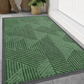 Smiry Front Door Mat Outside Entrance, Heavy Duty Sturdy Natural Rubber Doormat, Trap Dirt and Moisture, Easy Clean Low Profile Mats for Indoor Outdoor Entry, Irregular Triangle (59x24, Green)