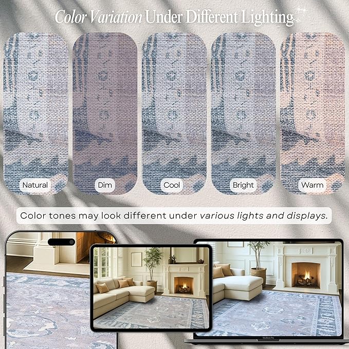 Fame Rugs Gray Modern Oushak Rug 9x12, Vintage Turkish Colorful Oriental Washable Antique Inspired Oversize Area Rugs, Luxury Living Room Bedroom (389GBB, 9' x 12)