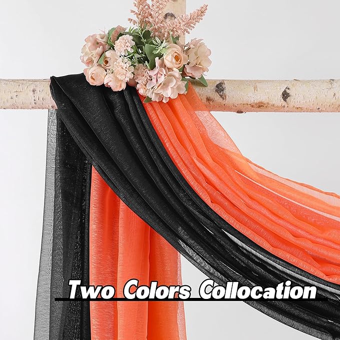 DONREN Luxury Soft Sheer Curtains Scarf for Windows - Semi Voile Window Scarf Valance,34 Inches Wide by 144 Inches Long (1 Panel,Jet Black)
