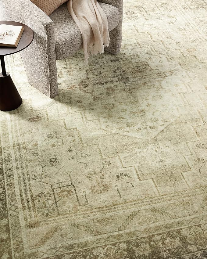 Loloi Magnolia Home by Joanna Gaines Banks Collection BAN-06 Natural/Granite 7'-6" x 9'-6", .13" Pile Height, Machine Washable, Area Rug