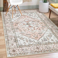 Lahome Boho Washable Living Room Area Rug - 3x5 Small Pink Rugs for Bedroom Non-Slip Throw Nursery Kids Room Rug, Vintagel Print Carpet Rug for Kitchen Office Bathroom Laundry Room (Pink, 3'x5')