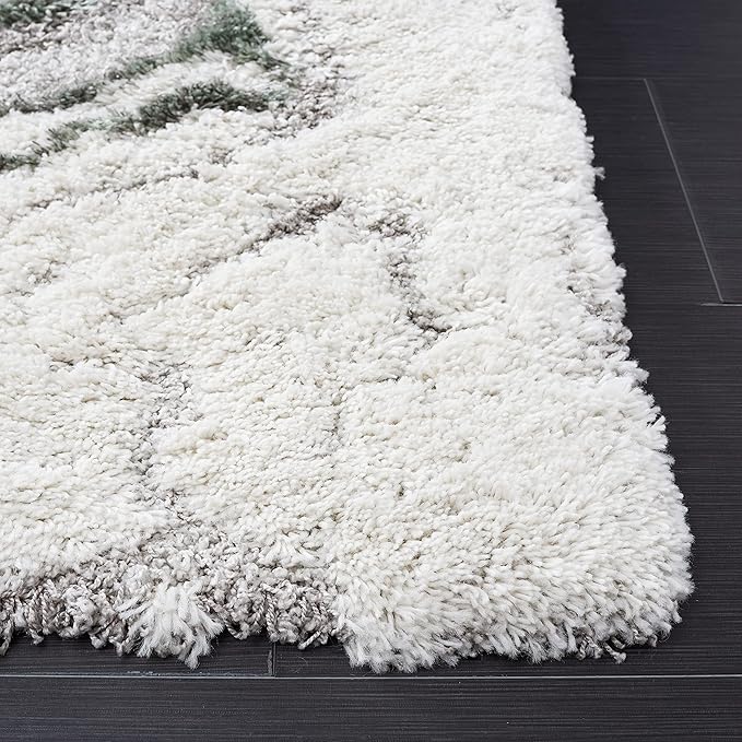 SAFAVIEH Horizon Shag Collection Runner Rug - 2' x 21', Grey & Green, Modern Abstract Design, Plush 2.5-inch Thick, Ideal for High Traffic Areas in Living Room, Bedroom, Dining (HZN890Y-221)