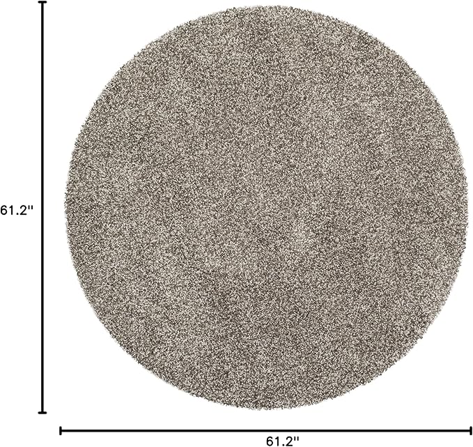 SAFAVIEH Milan Shag Collection Area Rug - 5'1" Round, Grey, Solid Design, Non-Shedding & Easy Care, 2-inch Thick Ideal for High Traffic Areas in Living Room, Bedroom (SG180-8080)