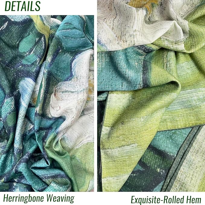 Artist Oil Painting Wraps 51"x51" Cashmere-Soft Art Pashmina Luxury Rolled Hem Women Large Travel Blanket Shawl