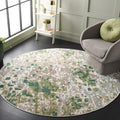 SAFAVIEH Monaco Collection Area Rug - 6'7" Round, Green & Blue, Geometric Design, Slip Resistant, Ideal for High Traffic Areas in Living Room, Bedroom & Dining Room (MNC225Y-7R)