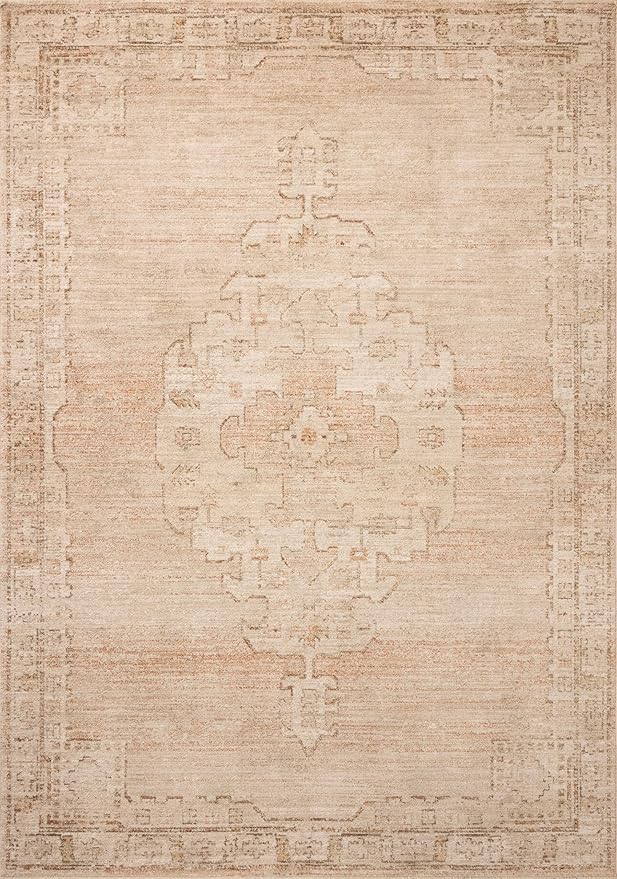 Loloi Chris Loves Julia Palma Collection PLM-02 Spice/Natural 7'-10" x 10' Area Rug Vintage Style Boho Living Room Bedroom Carpet