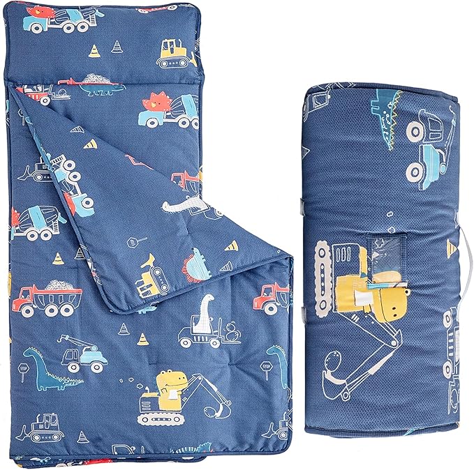Toddler Nap Mat with Removable Pillow,Ultra Soft Slumber Bags for Girls,Kids Sleeping Bags with Roll Up Design, Perfect for Preschool,Daycare,Kindergarten