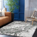 SAFAVIEH Horizon Shag Collection Area Rug - 6'7" Square, Grey & Green, Modern Abstract Design, Non-Shedding & Easy Care, 2.6-inch Thick Ideal for High Traffic Areas in Living Room, Bedroom (HZN890Y)