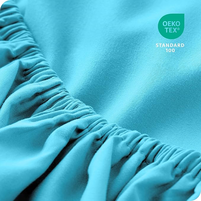 Bare Home 2-Pack Fitted Bottom Sheets Twin - Premium 1800 Ultra-Soft Wrinkle Resistant Microfiber - Deep Pocket (Twin, Aqua)