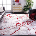 SAFAVIEH Amelia Collection Area Rug - 6'7" Square, Grey & Red, Modern Abstract Design, Non-Shedding & Easy Care, Ideal for High Traffic Areas in Living Room, Bedroom (ALA293L)