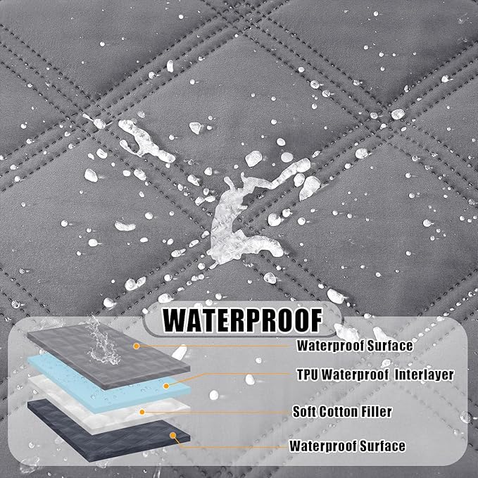 Smiry Waterproof Dog Bed Cover Blanket 82x82, Soft Reversible Pet Blanket, Washable Leakproof Cats Dogs Couch Cover for Sofa, Couch, Furniture, Lattice, Grey/Dark Grey