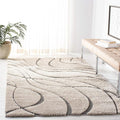 SAFAVIEH Florida Shag Collection Area Rug - 6' x 9', Cream & Grey, Non-Shedding & Easy Care, 1.2-inch Thick Ideal for High Traffic Areas in Living Room, Bedroom (SG471-1180)