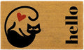 Coir Door Mats 17" X 30", Non-Slip Sturdy, PVC Backed Heavy Duty, Easy to Clean, Ideal for Door Entrance, Patio, Porch, Backyard, Garages, Love of Cats, A Hello