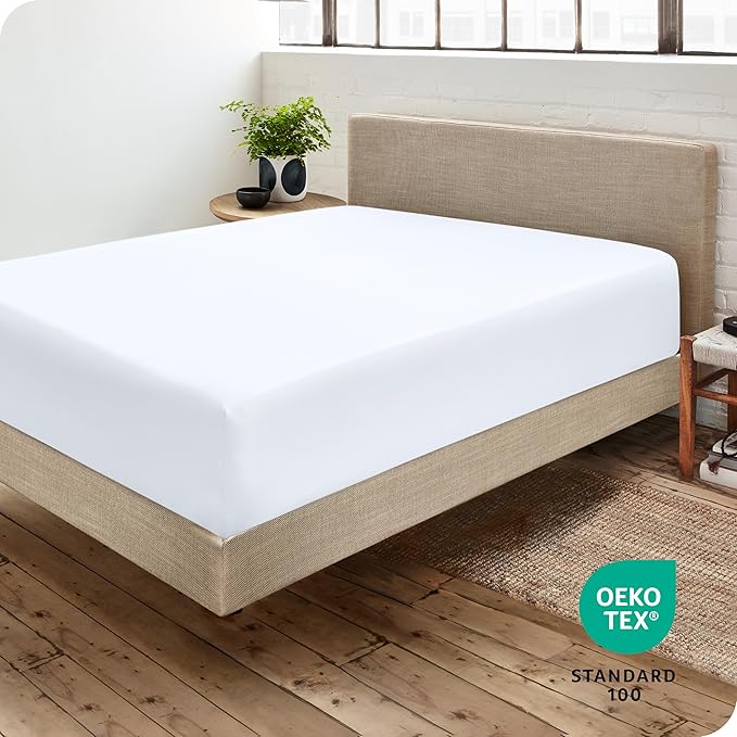 Bare Home Fitted Bottom Sheet King Size - Premium 1800 Microfiber - Ultra-Soft Hotel Luxury - Deep Pocket - Durable and Long Lasting (King, White)