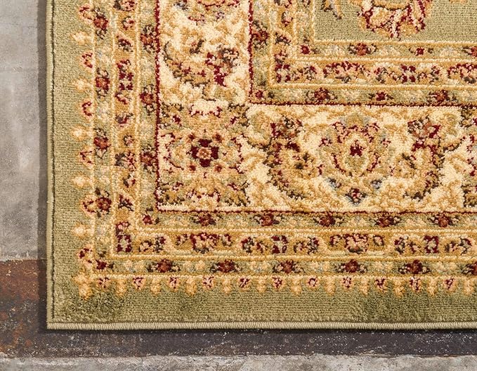 Unique Loom Voyage Collection Traditional Oriental Classic Intricate Design Area Rug (4' 0 x 6' 0 Rectangular, Green/Ivory)