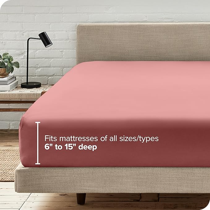 Bare Home Fitted Bottom Sheet King Size - Premium 1800 Microfiber - Ultra-Soft Hotel Luxury - Deep Pocket - Durable and Long Lasting (King, Dusty Rose)